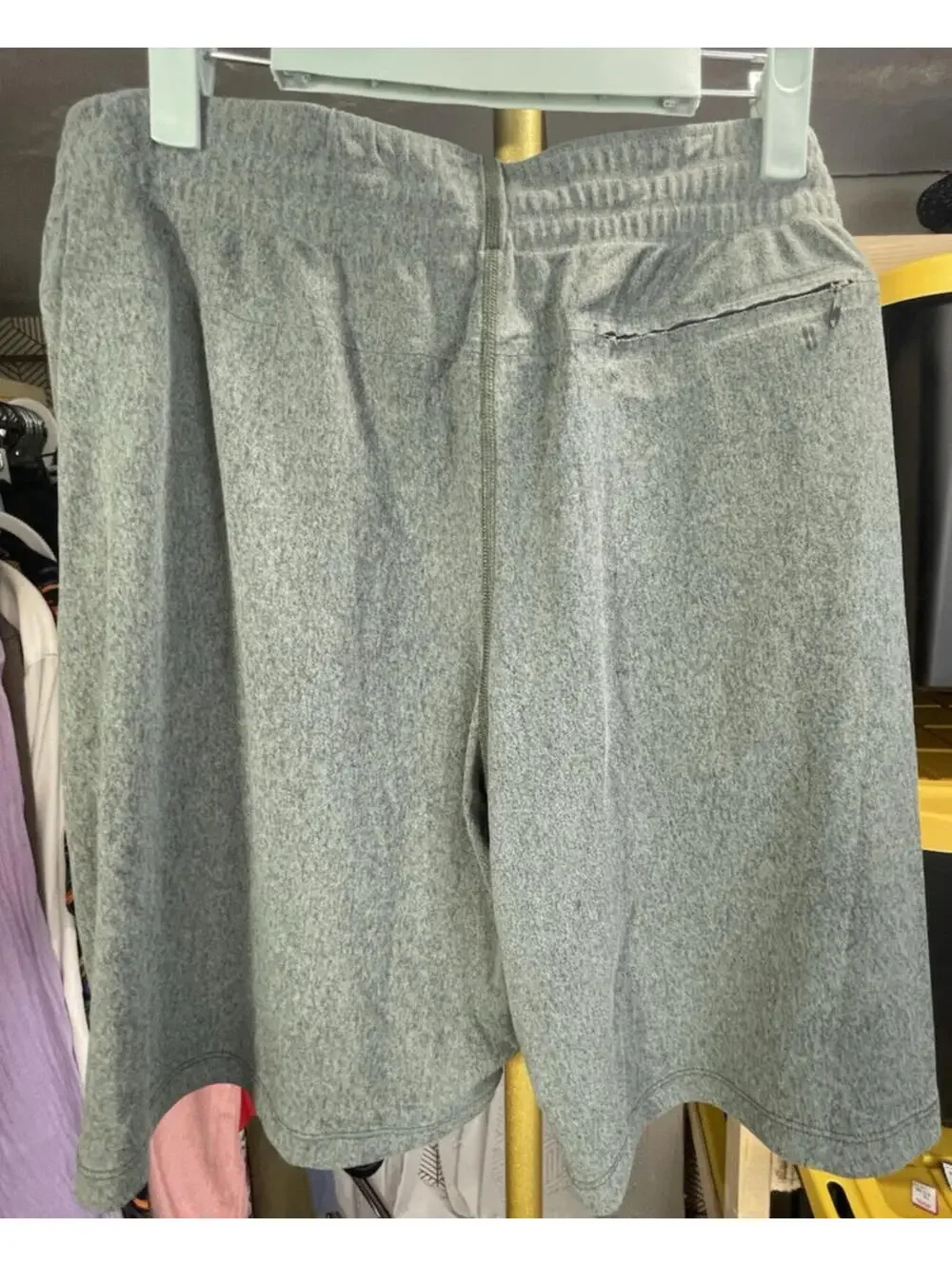 NOBULL Men's L Stretch Woven Gym Shorts Gray Zip Back Pocket Athletic Training
